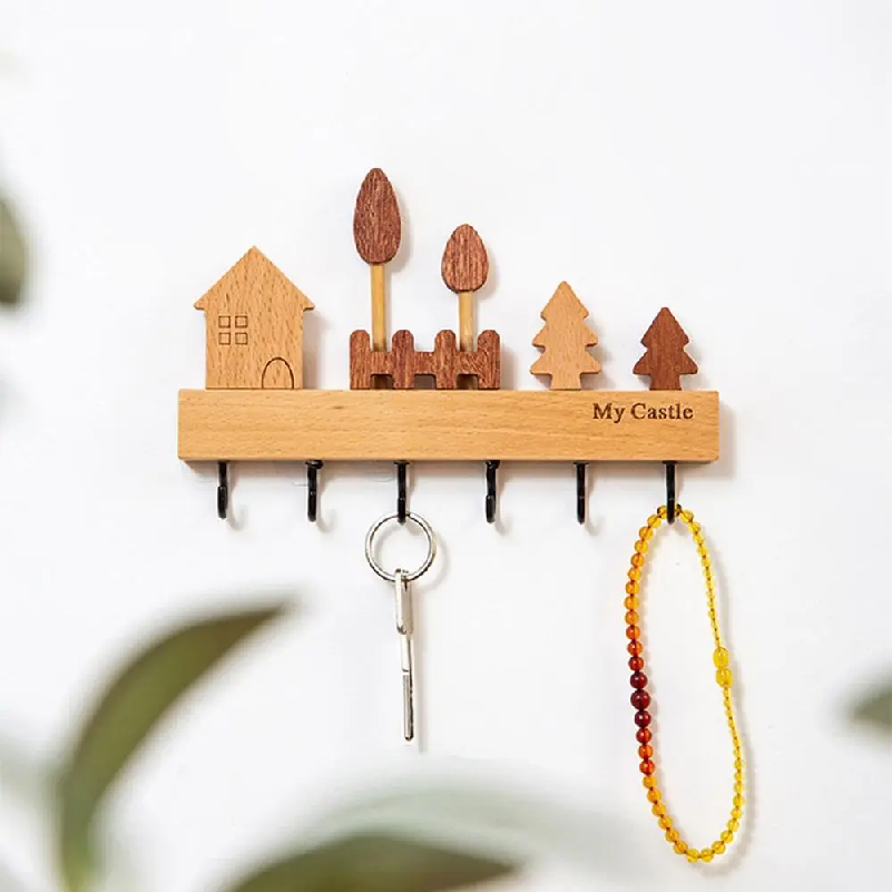 Woodworking Room - Charming Solid Wood Key Hook Rack