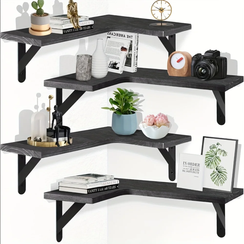 Woodworking Room - Natural Wood Grain Floating Shelves Wall-Mounted