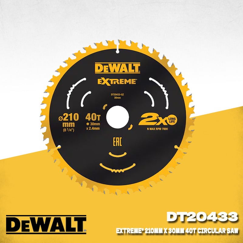 Woodworking Kerf - DEWALT DT20433 Extreme 210mm 40T Circular