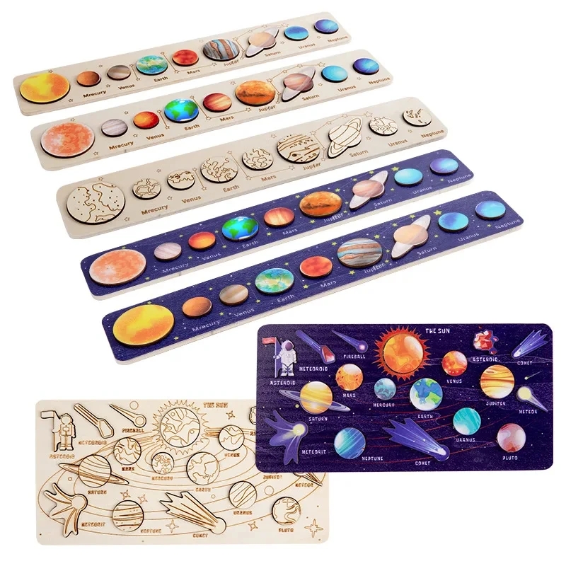 Woodworking Jigsaw - Children Wooden Space Planet Puzzles Montessori