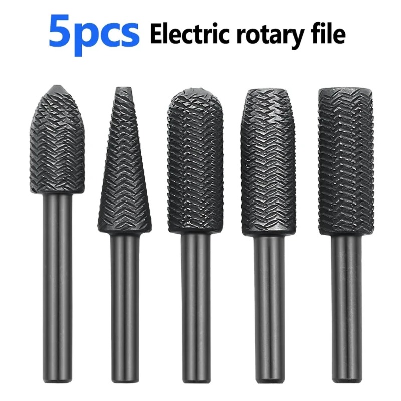 Woodworking Files And Rasps - 5Pcs Complete models Double Cut Rotary
