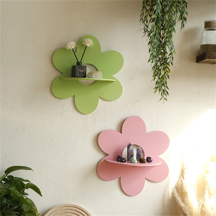 Woodworking Room - Flower Crystal Shelf Display Boho Floating