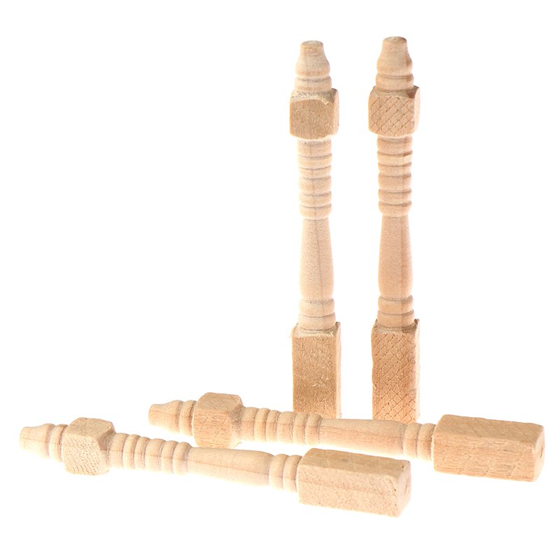 Wood Woodworking - 4Pcs 1:12 Dollhouse Miniature Wooden Chair