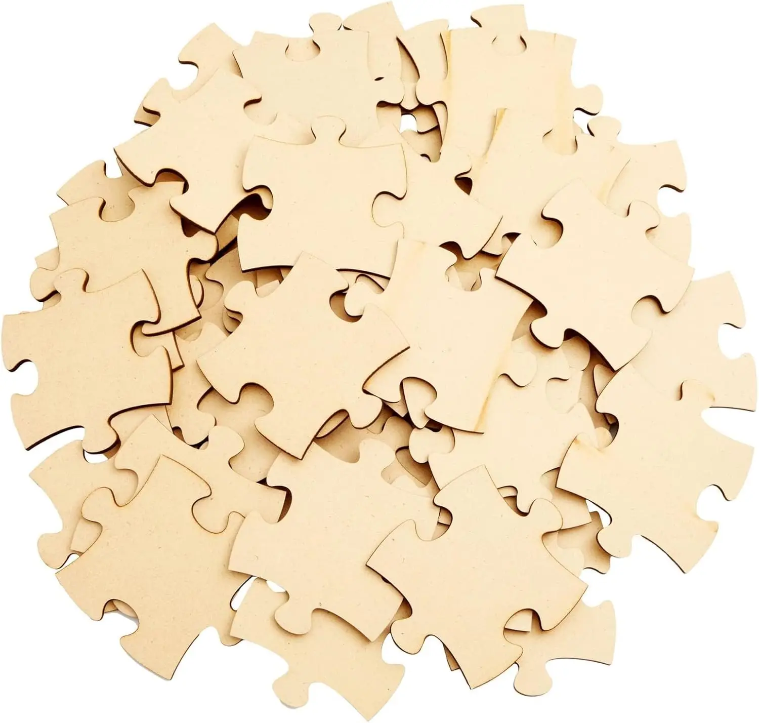 Woodworking Jigsaw - Natural Brown MDF Blank Puzzle Chips