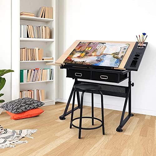 Drafting Table Art Desk with 2 - огляд і ціна Wood Woodworking