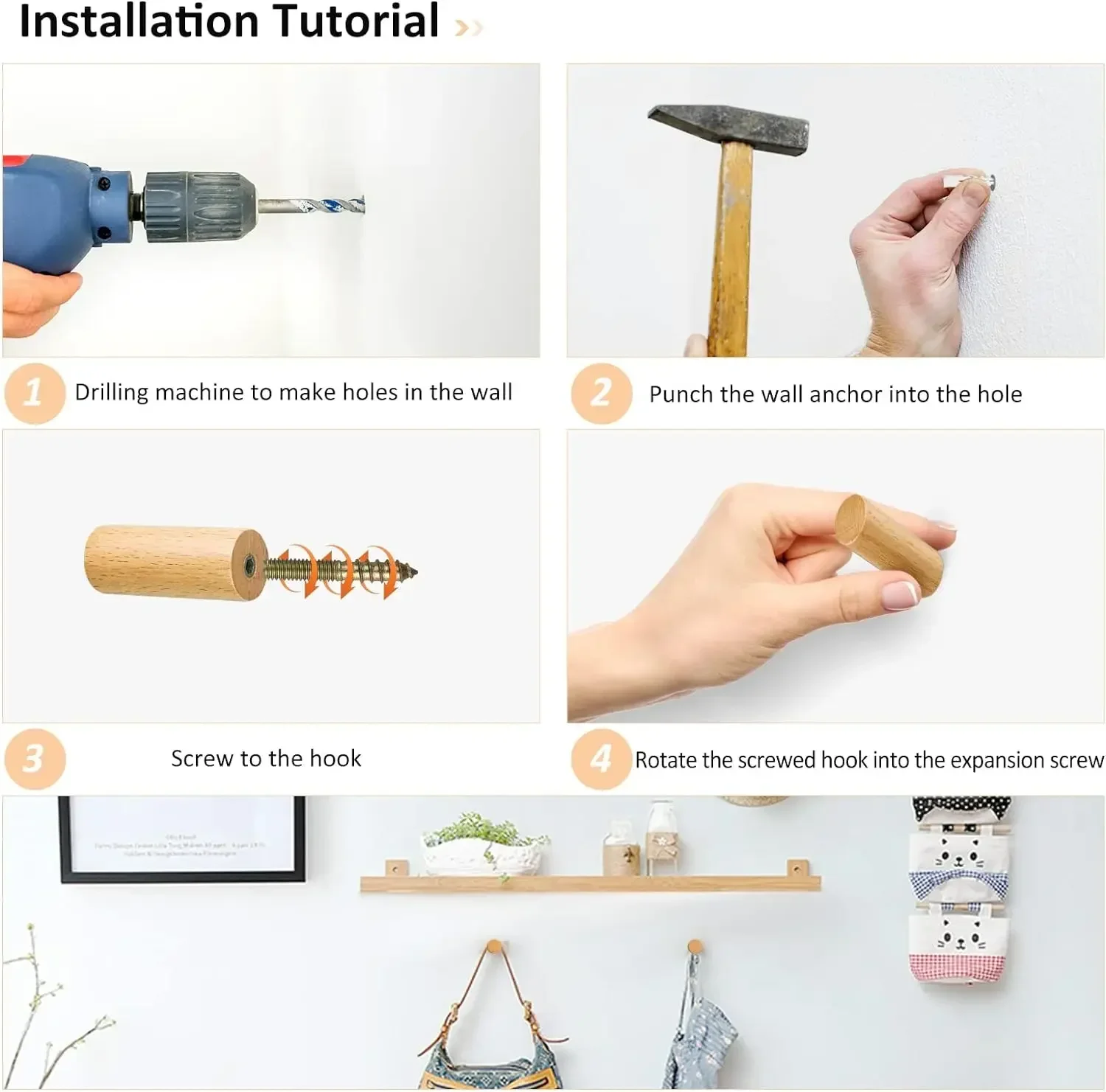 Wall Mounted Wooden Hooks for  - огляд і ціна Woodworking Room