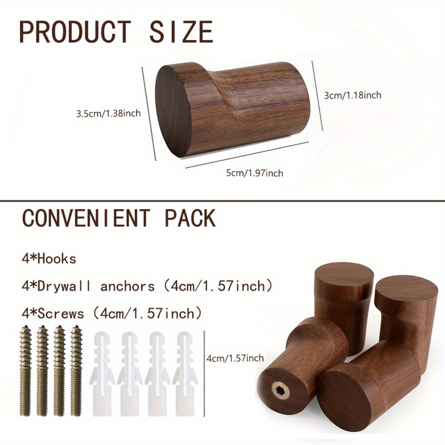 Pack of 1-6 Walnut - Non-slip  - огляд і ціна Woodworking Room