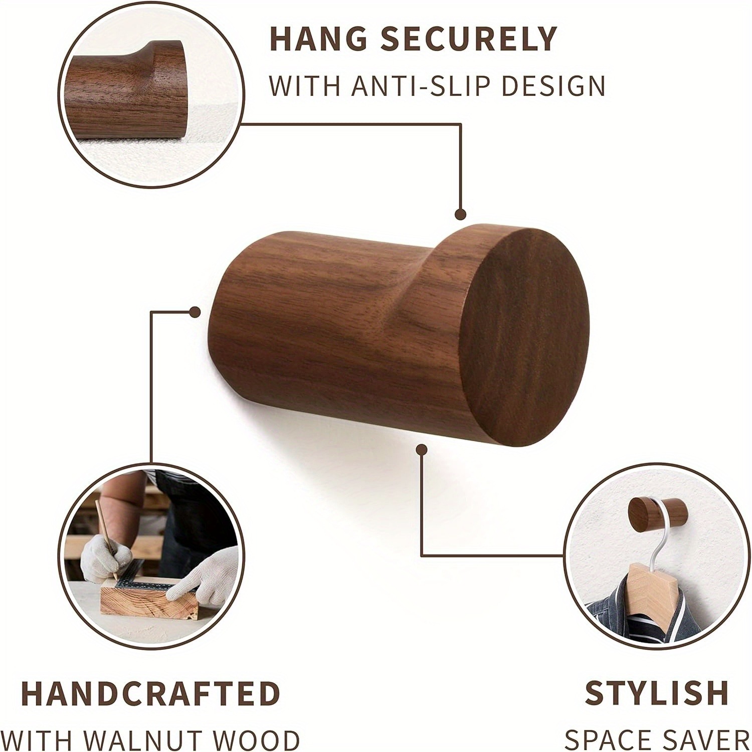 Pack of 1-6 Walnut - Non-slip  - огляд і ціна Woodworking Room